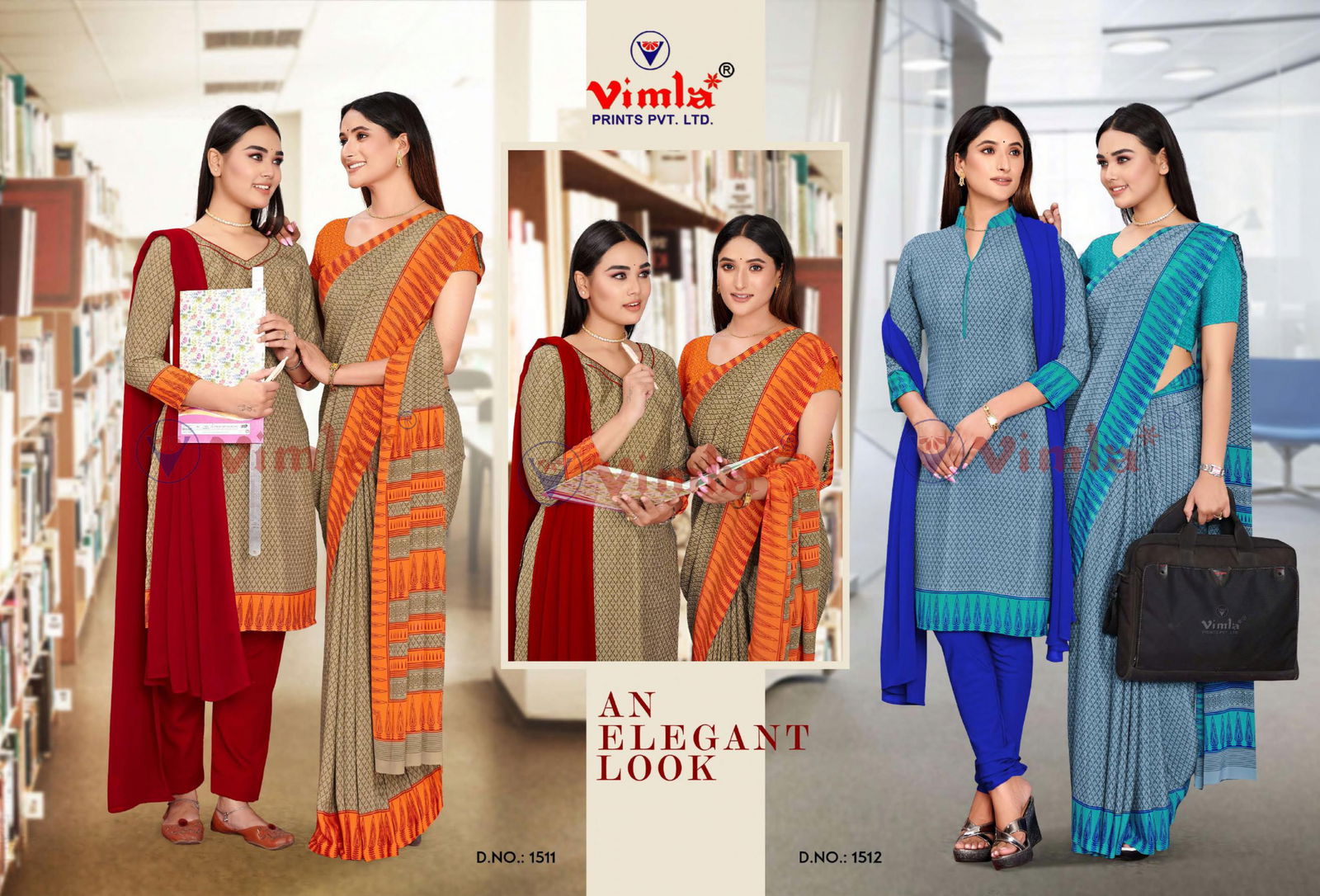 Angoori Crape Vol 5 Printed Uniform Dress With Saree Combo Catalog